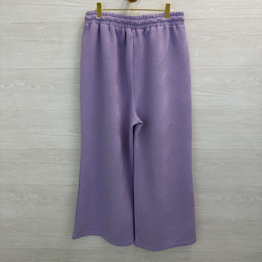 Double Take Purple Textured Long Sleeve Top/ Pants Lounge Set Large