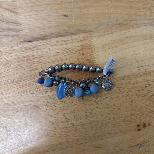 Silver/ Blue Stretchy Charm Bracelet