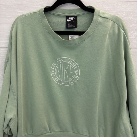 Nike Green/ White Embroidered Logo Cropped Pullover Large