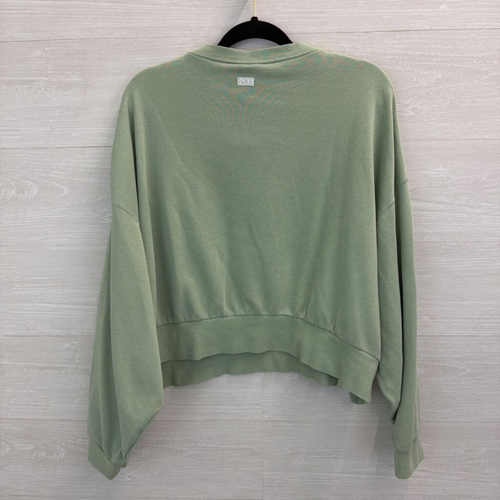 Nike Green/ White Embroidered Logo Cropped Pullover Large