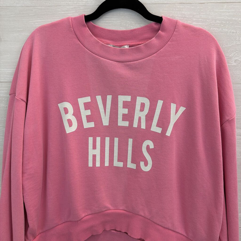 Pink Cropped 'Beverly Hills' Pullover Large