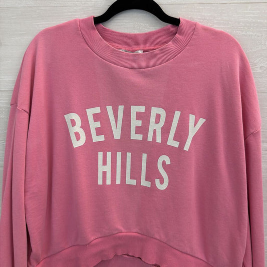 Pink Cropped 'Beverly Hills' Pullover Large