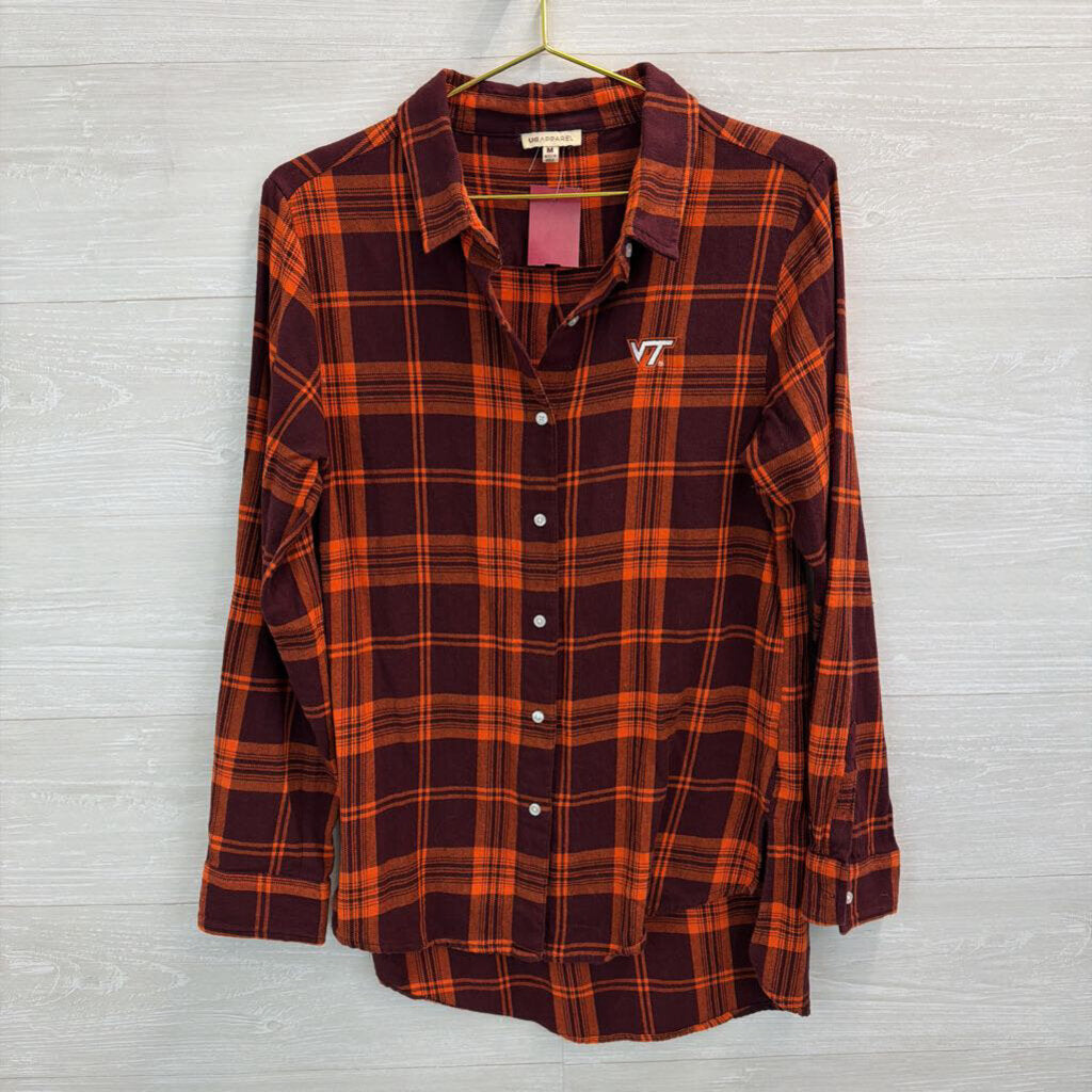 UG Apparel Virginia Tech Plaid Button Up Shirt Medium
