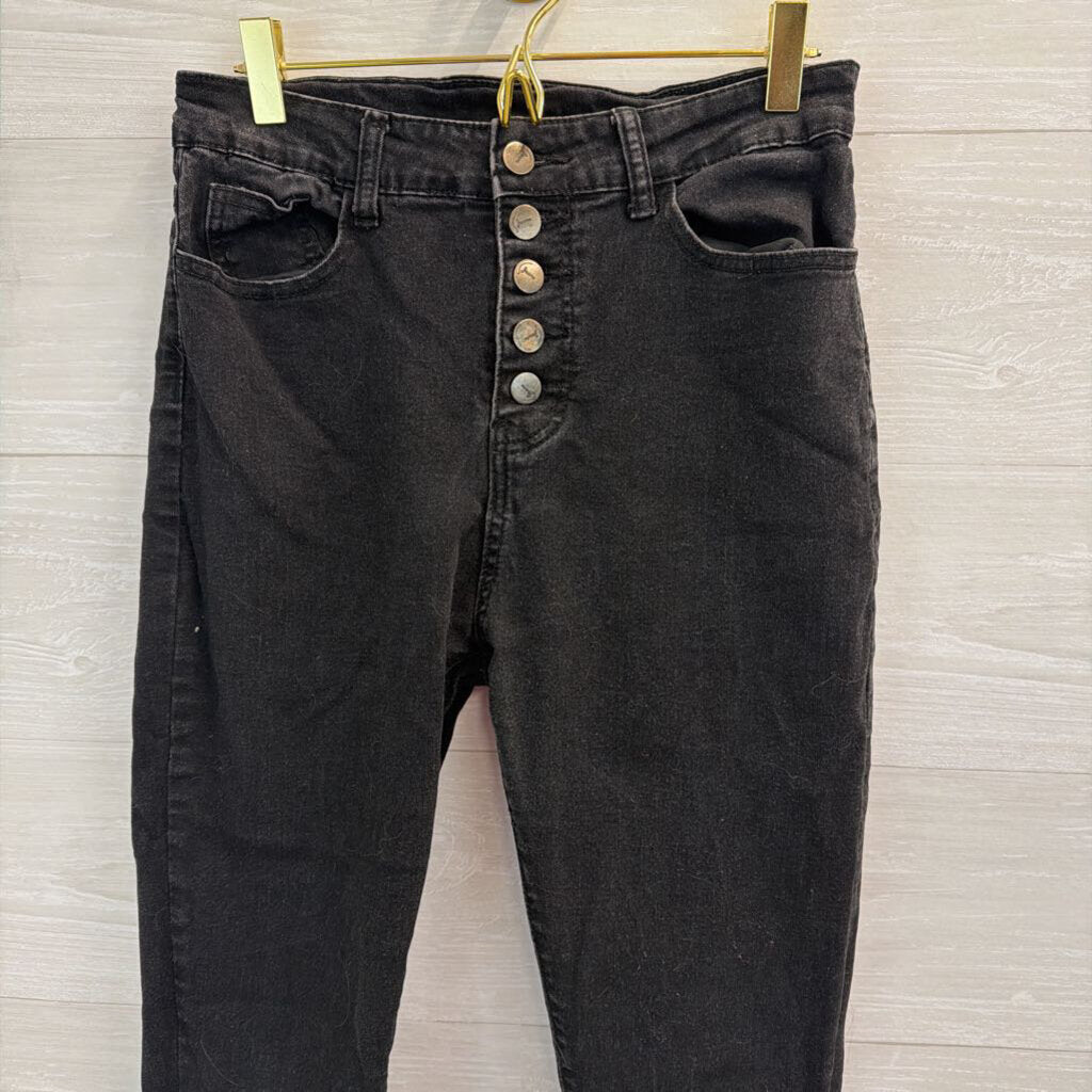 Black Denim High Waisted Skinny Leg Jeans Medium