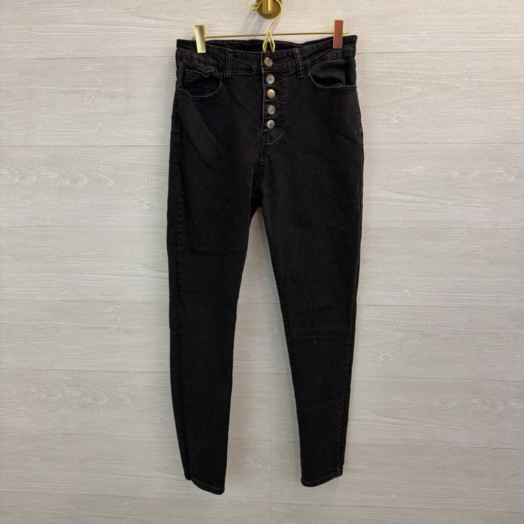 Black Denim High Waisted Skinny Leg Jeans Medium