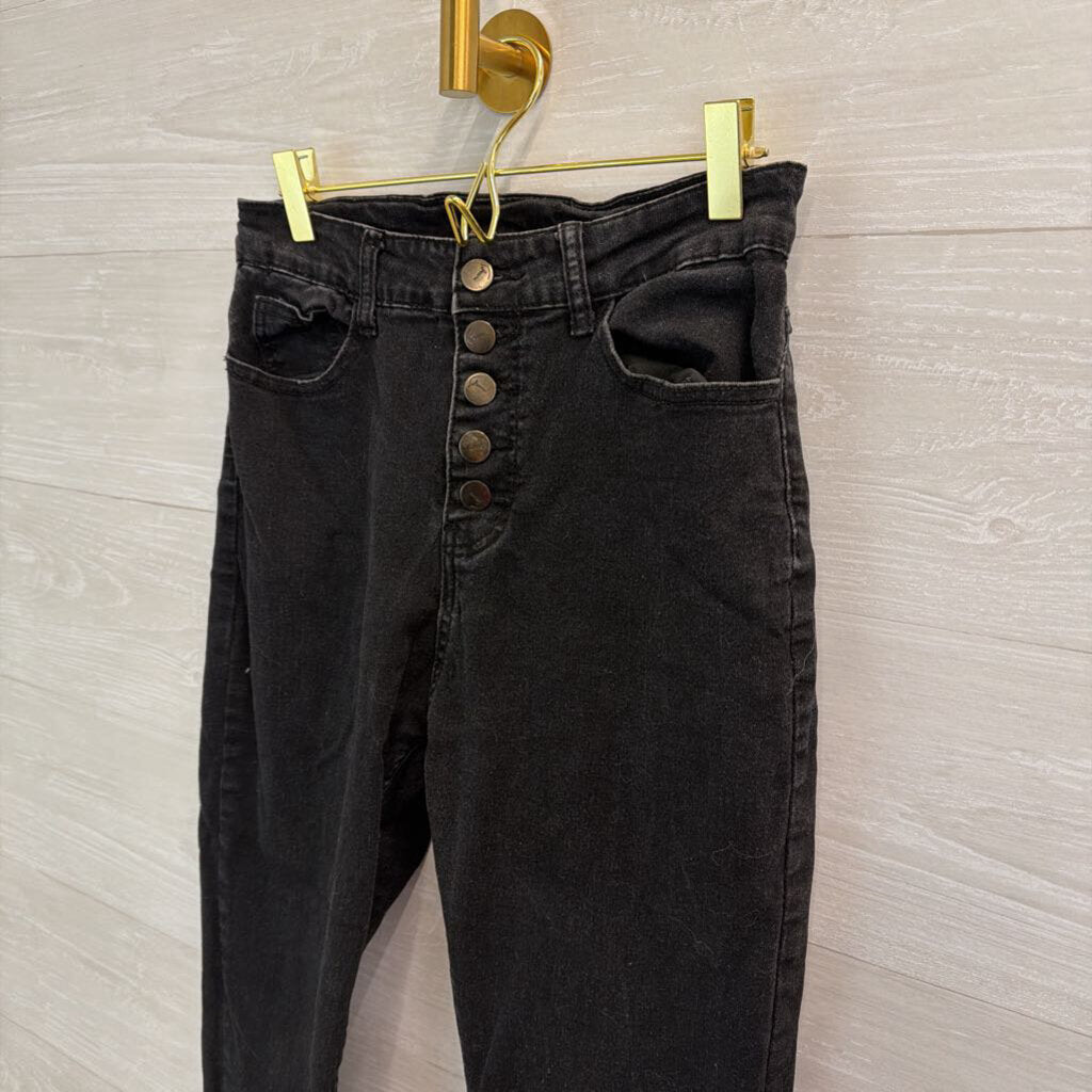 Black Denim High Waisted Skinny Leg Jeans Medium