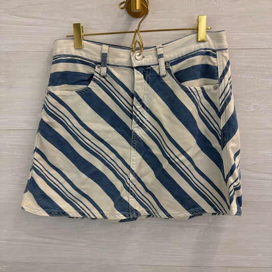 Universal Thread White/ Blue Denim Striped Mini Skirt 6