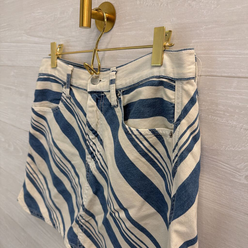 Universal Thread White/ Blue Denim Striped Mini Skirt 6