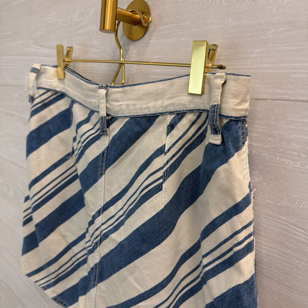 Universal Thread White/ Blue Denim Striped Mini Skirt 6
