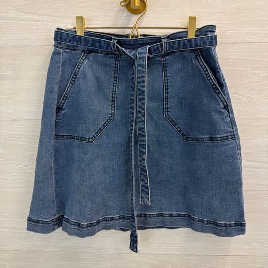 Cherokee Medium Wash Tie Waist Denim Skirt 8