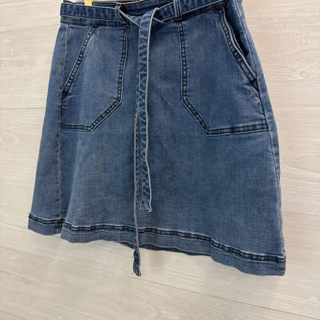 Cherokee Medium Wash Tie Waist Denim Skirt 8