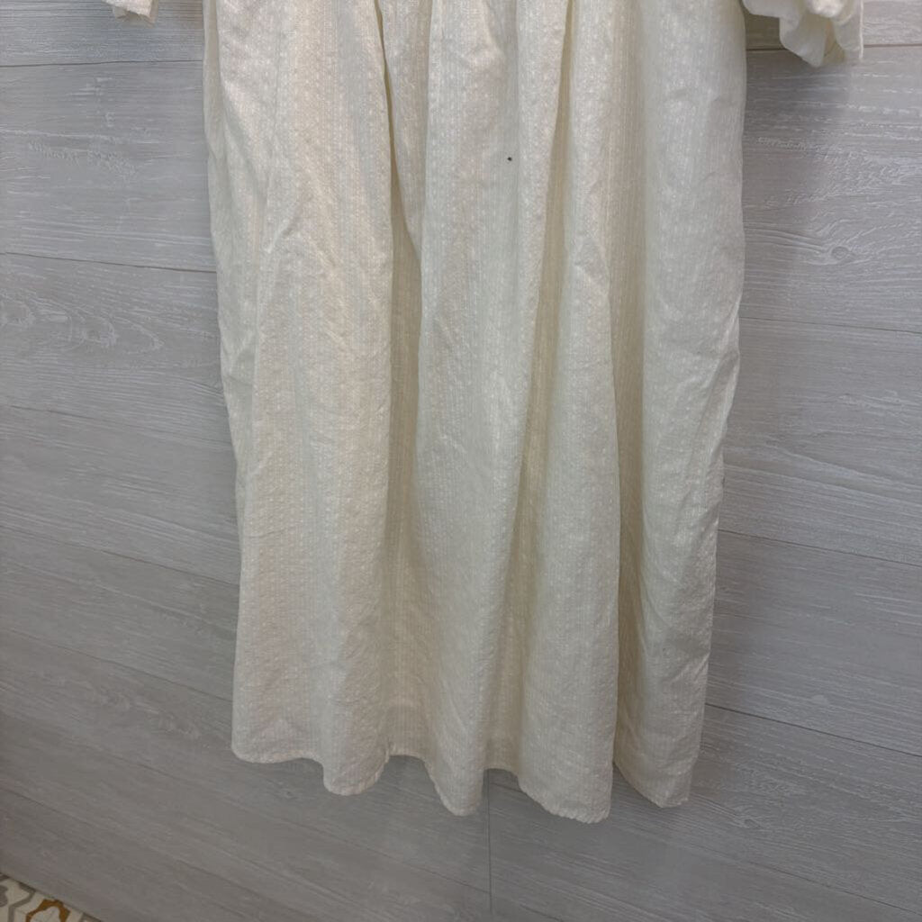 Black Tape Cream/ Brown Embroidered Long Sleeve Midi Dress Large