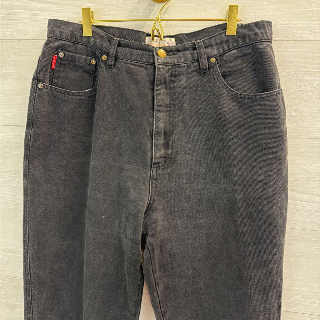 Bugle Boy Black High Waisted Wide Leg Denim Jeans 16