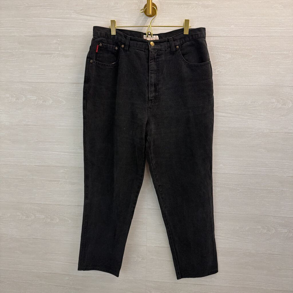 Bugle Boy Black High Waisted Wide Leg Denim Jeans 16