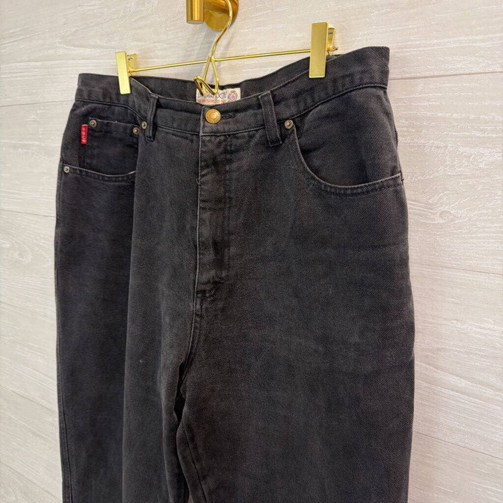 Bugle Boy Black High Waisted Wide Leg Denim Jeans 16