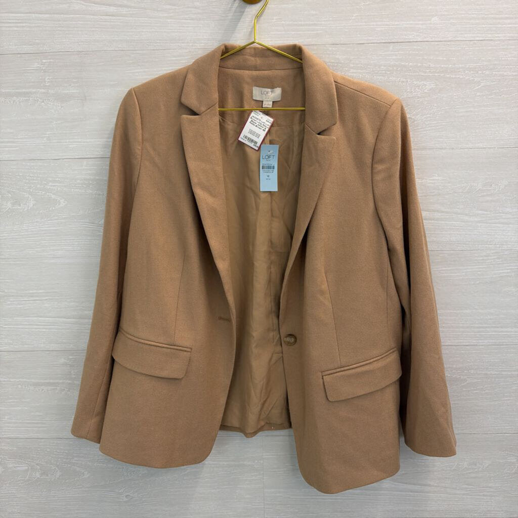 Loft Brown Long Sleeve Blazer Jacket 16 Petite