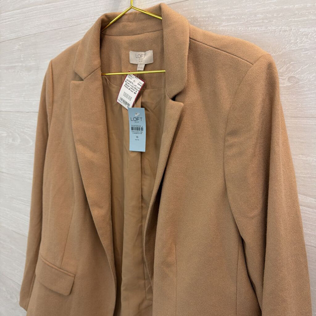 Loft Brown Long Sleeve Blazer Jacket 16 Petite