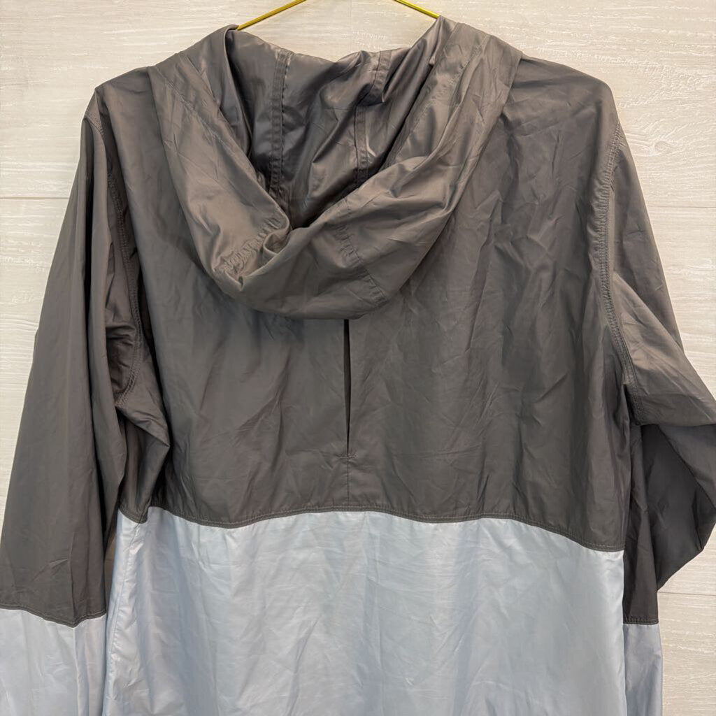 Columbia Grey/ Blue Light Weight Zip Up Hooded Jacket Extra Large