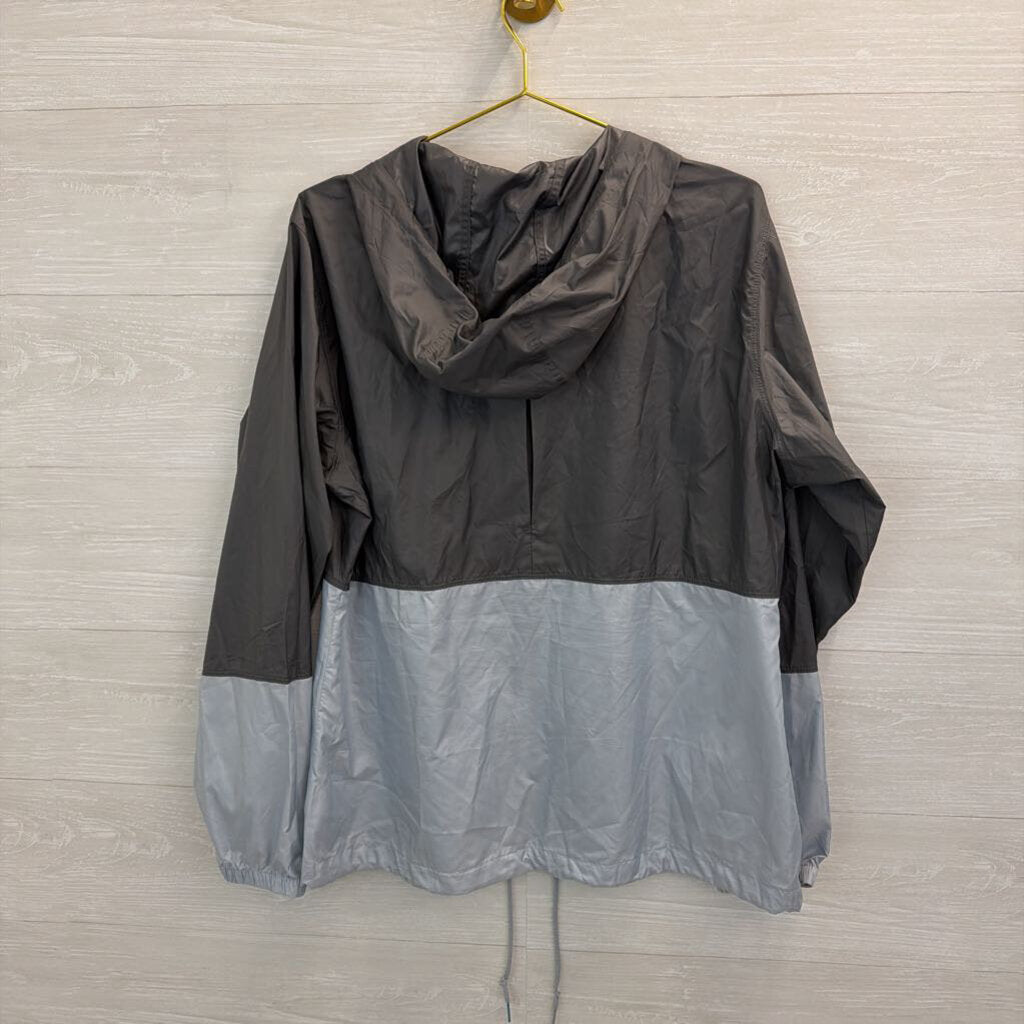 Columbia Grey/ Blue Light Weight Zip Up Hooded Jacket Extra Large