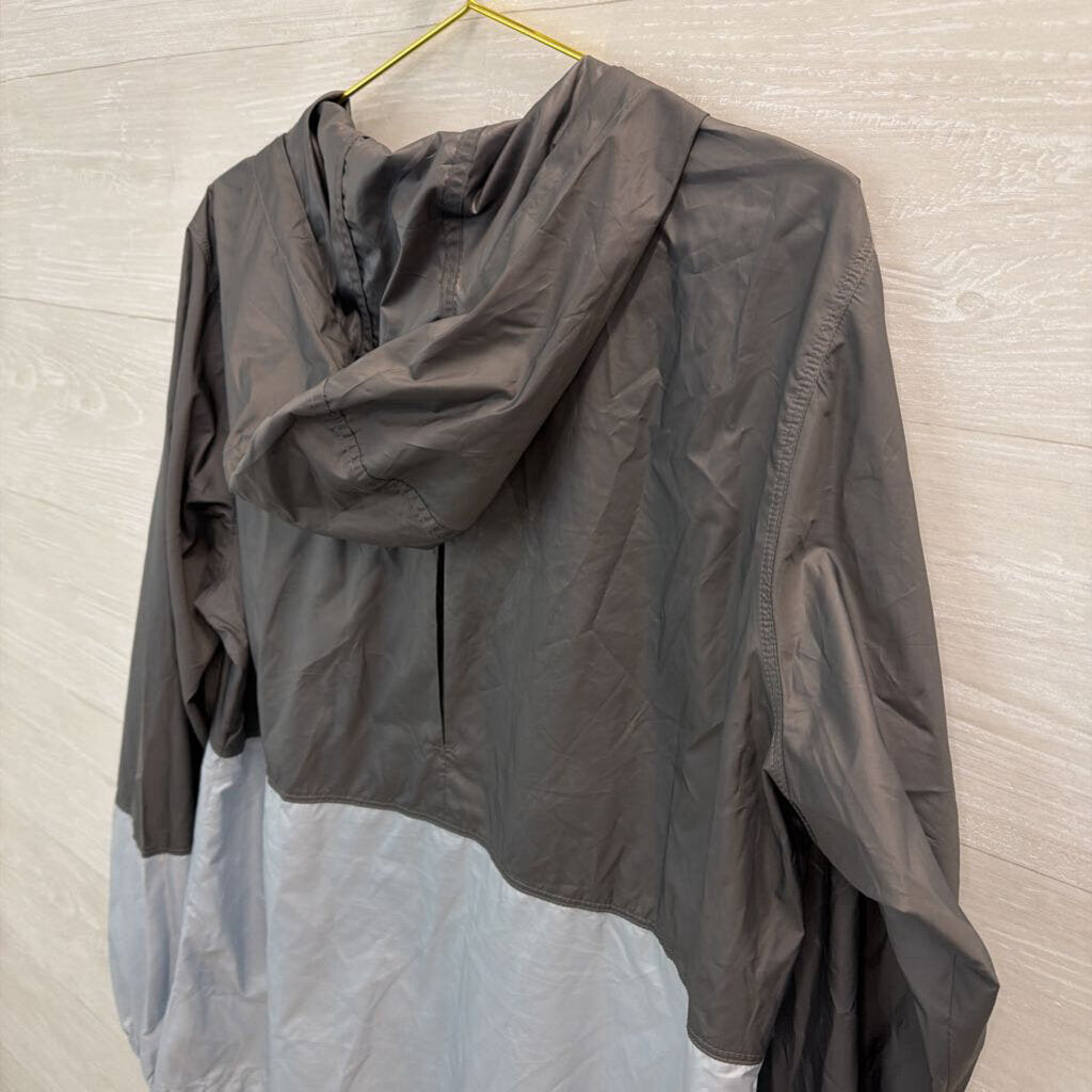 Columbia Grey/ Blue Light Weight Zip Up Hooded Jacket Extra Large