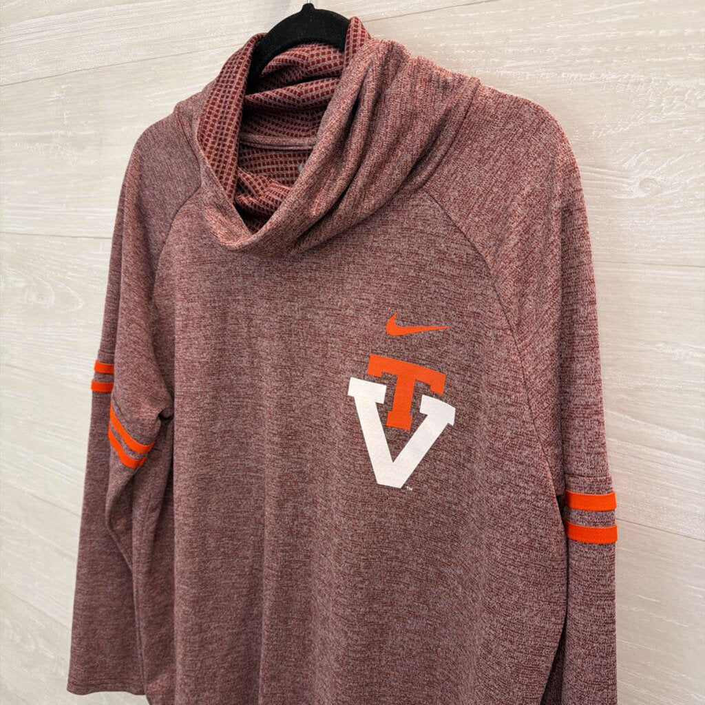 Nike Heathered Burgundy Virginia Tech Long Sleeve Thermal Turtleneck Top Extra Large