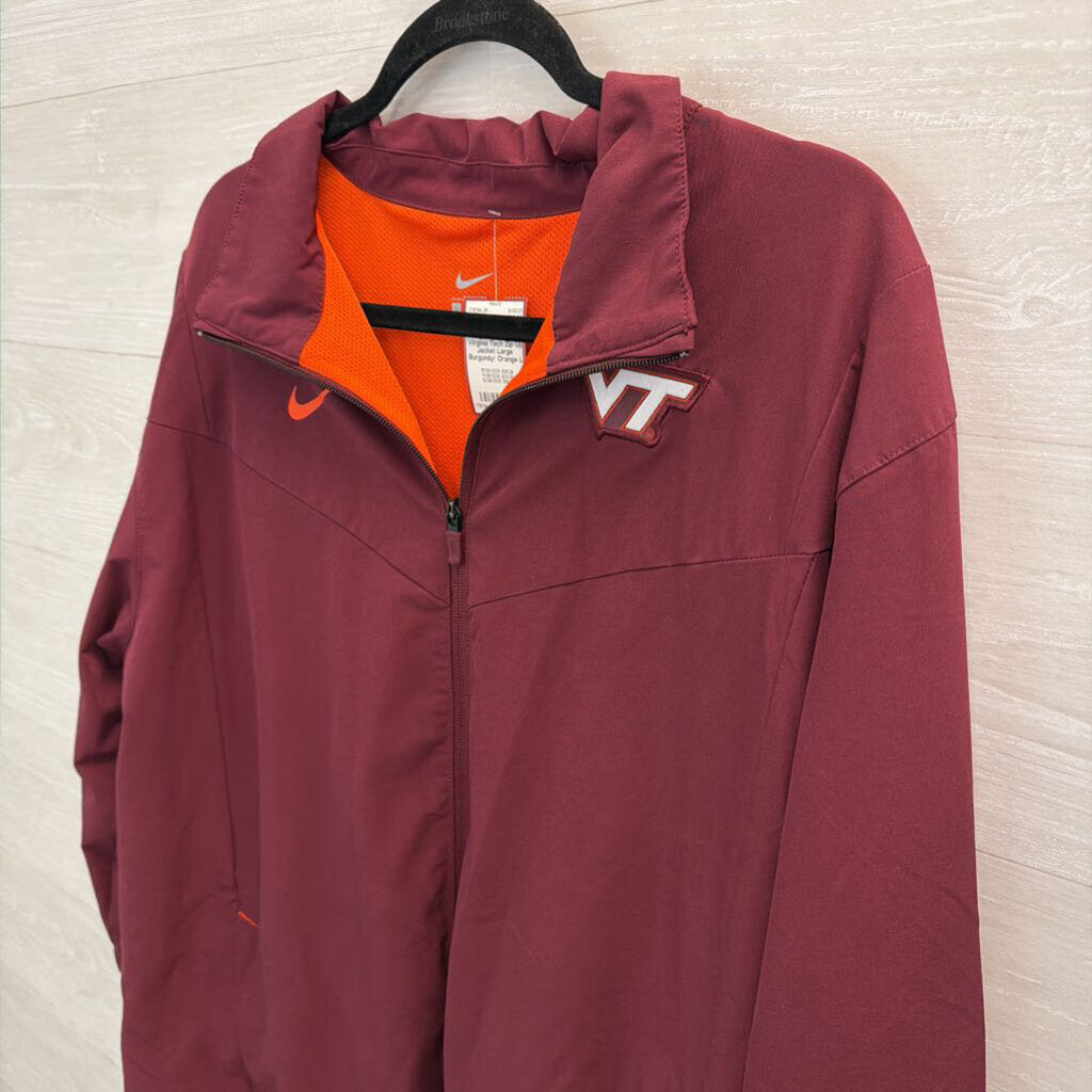 Nike Burgundy/ Orange Virginia Tech Zip Up Jacket Large