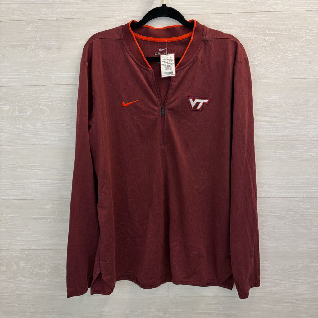Nike Burgundy/ Orange Virginia Tech Quarter Zip Pullover Large