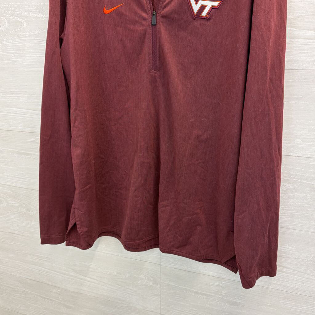 Nike Burgundy/ Orange Virginia Tech Quarter Zip Pullover Large