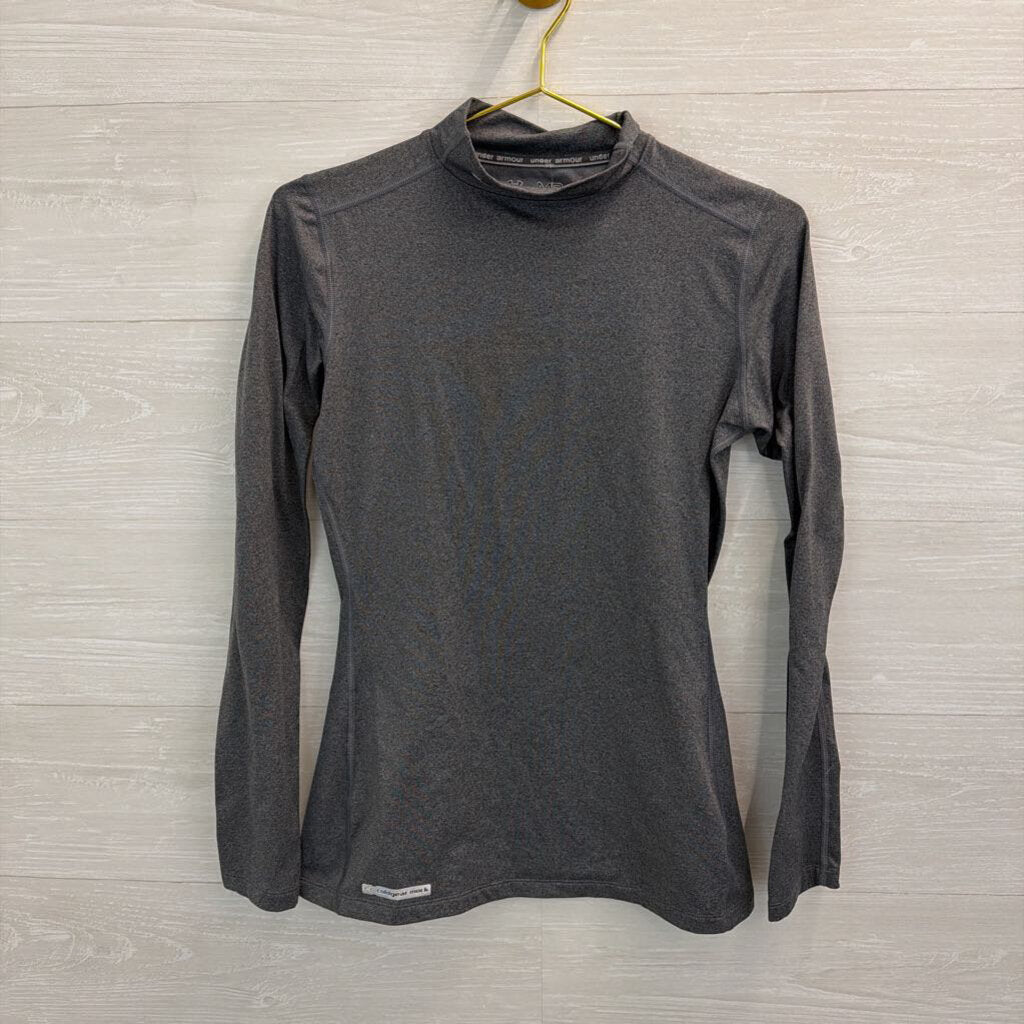 Under Armour Grey Fitted Cold Gear Long Sleeve Mock Neck Top Medium