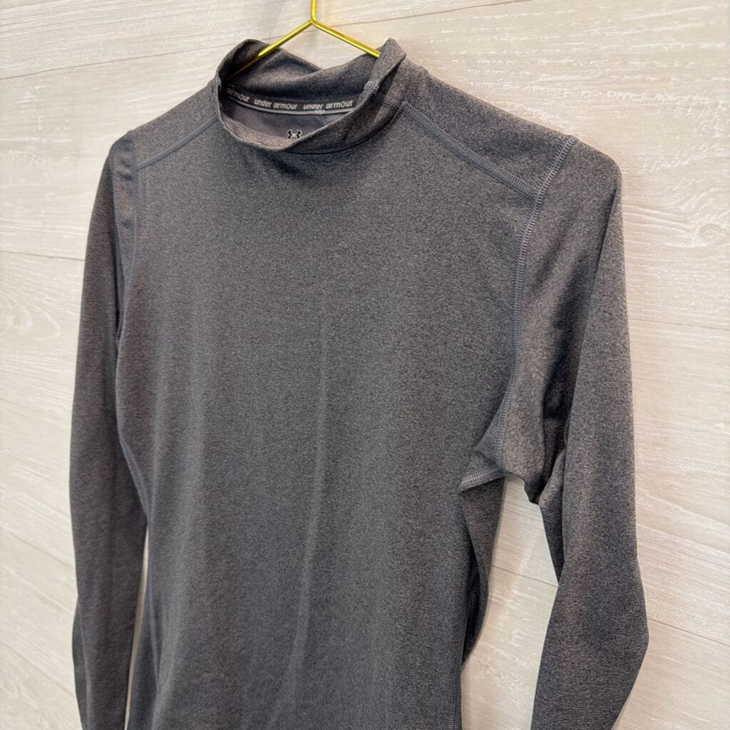 Under Armour Grey Fitted Cold Gear Long Sleeve Mock Neck Top Medium