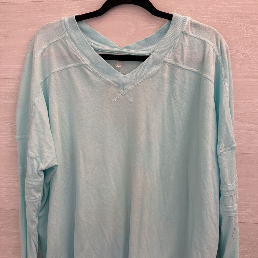 FP Movement Blue Long Sleeve V Neck Top Top Small