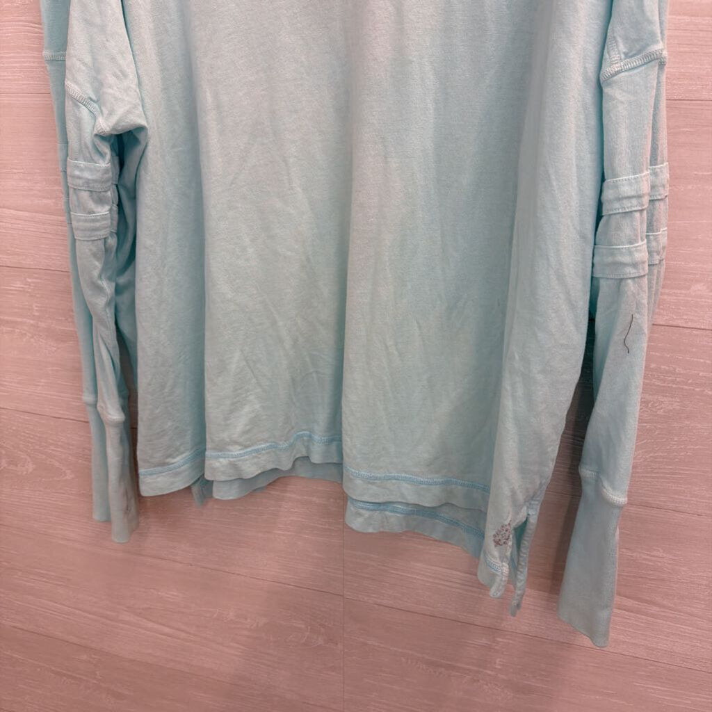 FP Movement Blue Long Sleeve V Neck Top Top Small