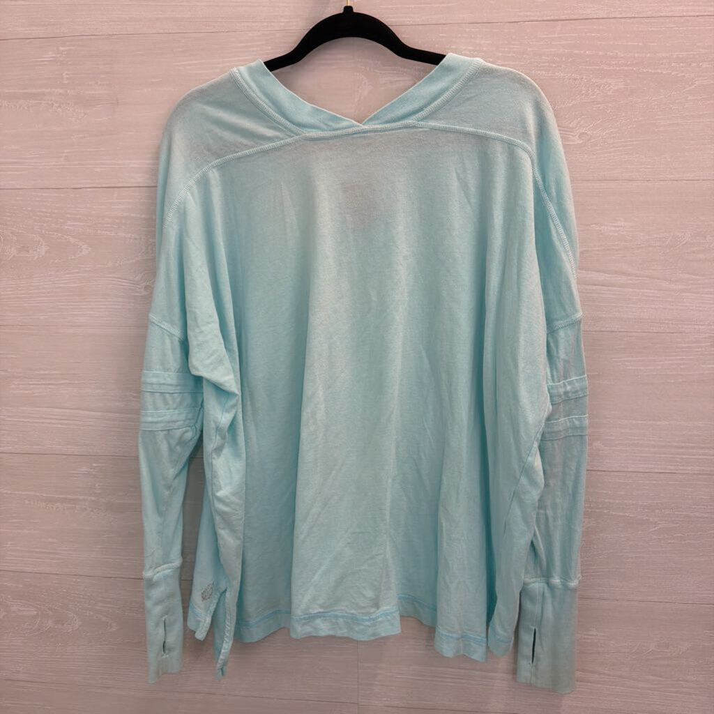 FP Movement Blue Long Sleeve V Neck Top Top Small