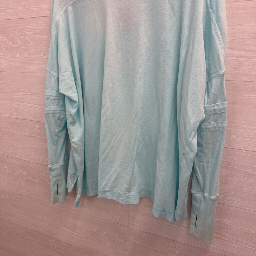 FP Movement Blue Long Sleeve V Neck Top Top Small