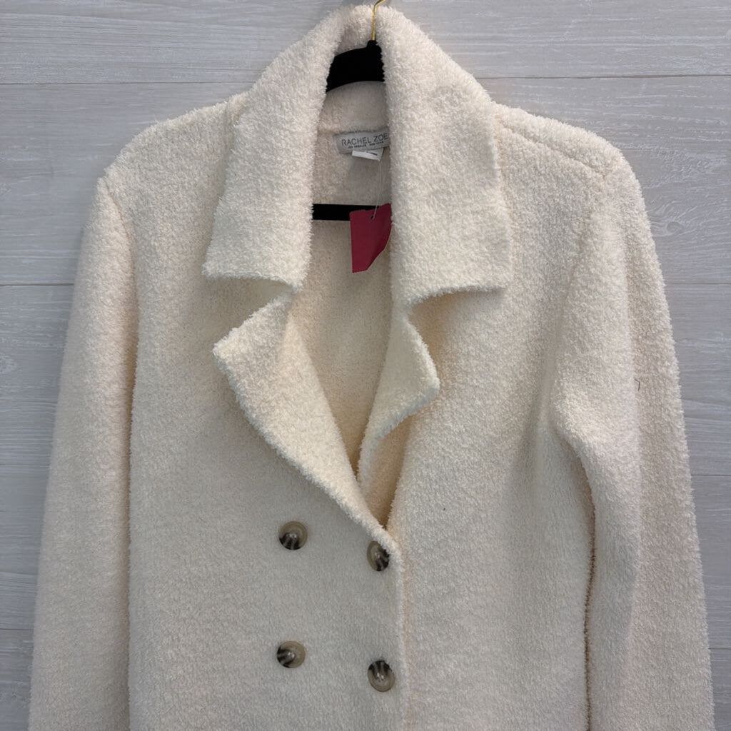 Rachel Zoe White Soft Sherpa Double Breasted Jacket Medium