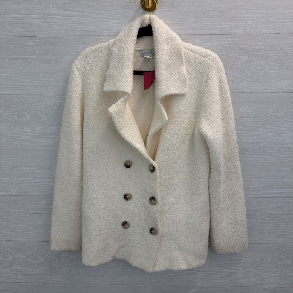 Rachel Zoe White Soft Sherpa Double Breasted Jacket Medium