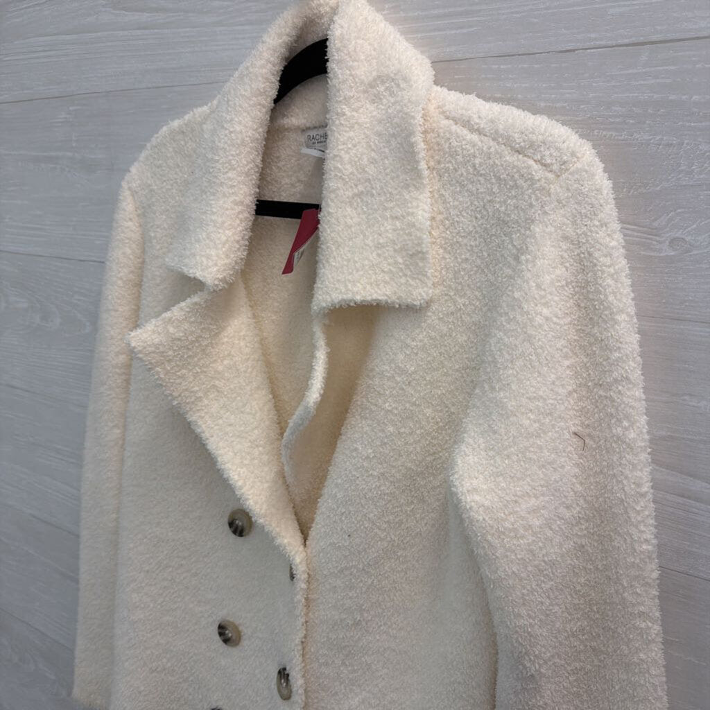 Rachel Zoe White Soft Sherpa Double Breasted Jacket Medium