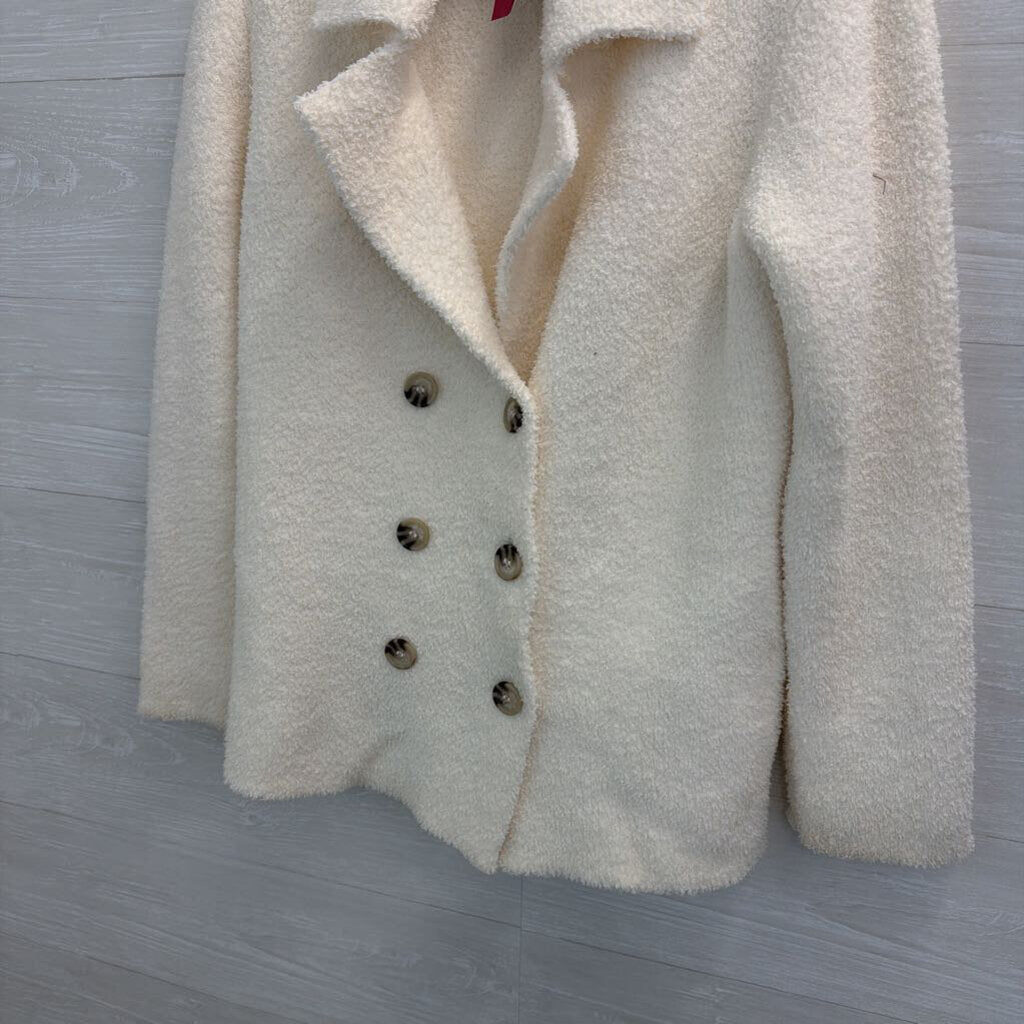 Rachel Zoe White Soft Sherpa Double Breasted Jacket Medium