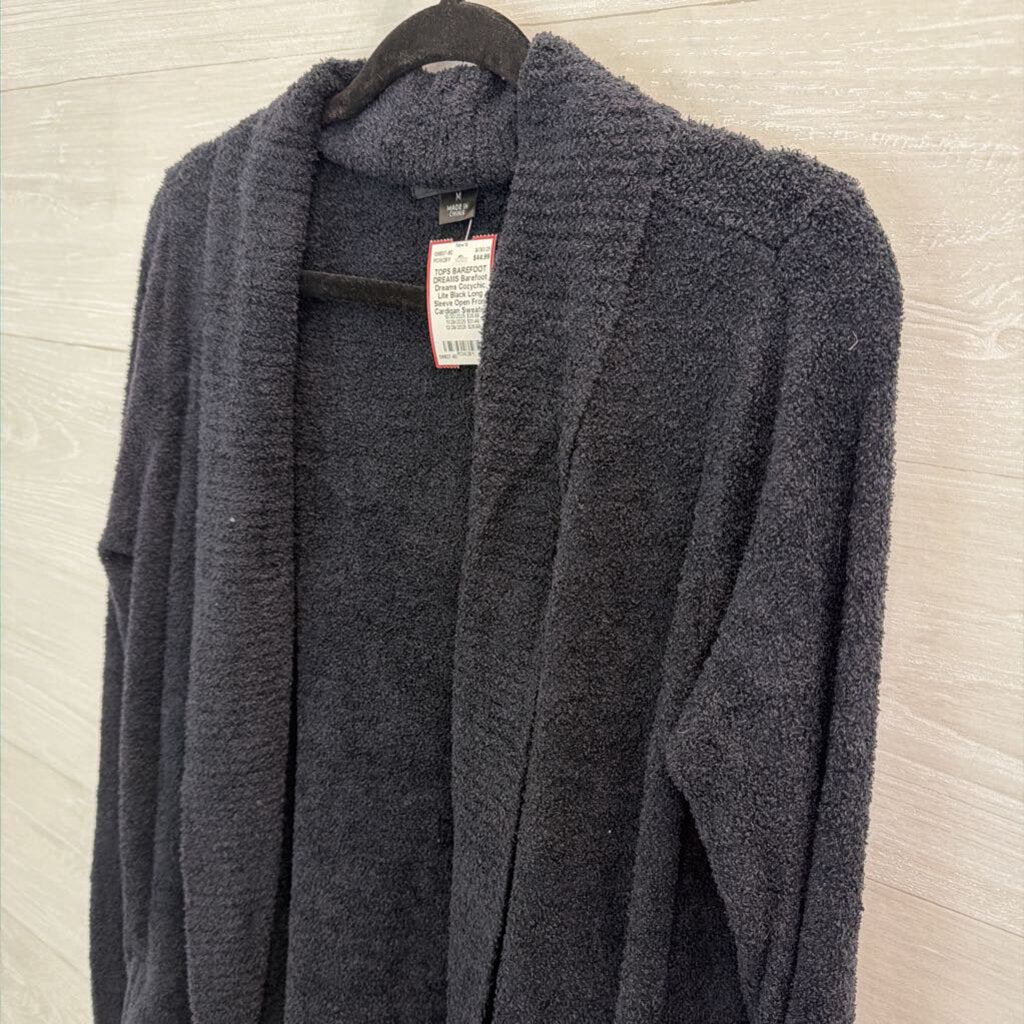Barefoot Dreams Cozychic Lite Black Long Sleeve Open Front Cardigan Sweater Medium