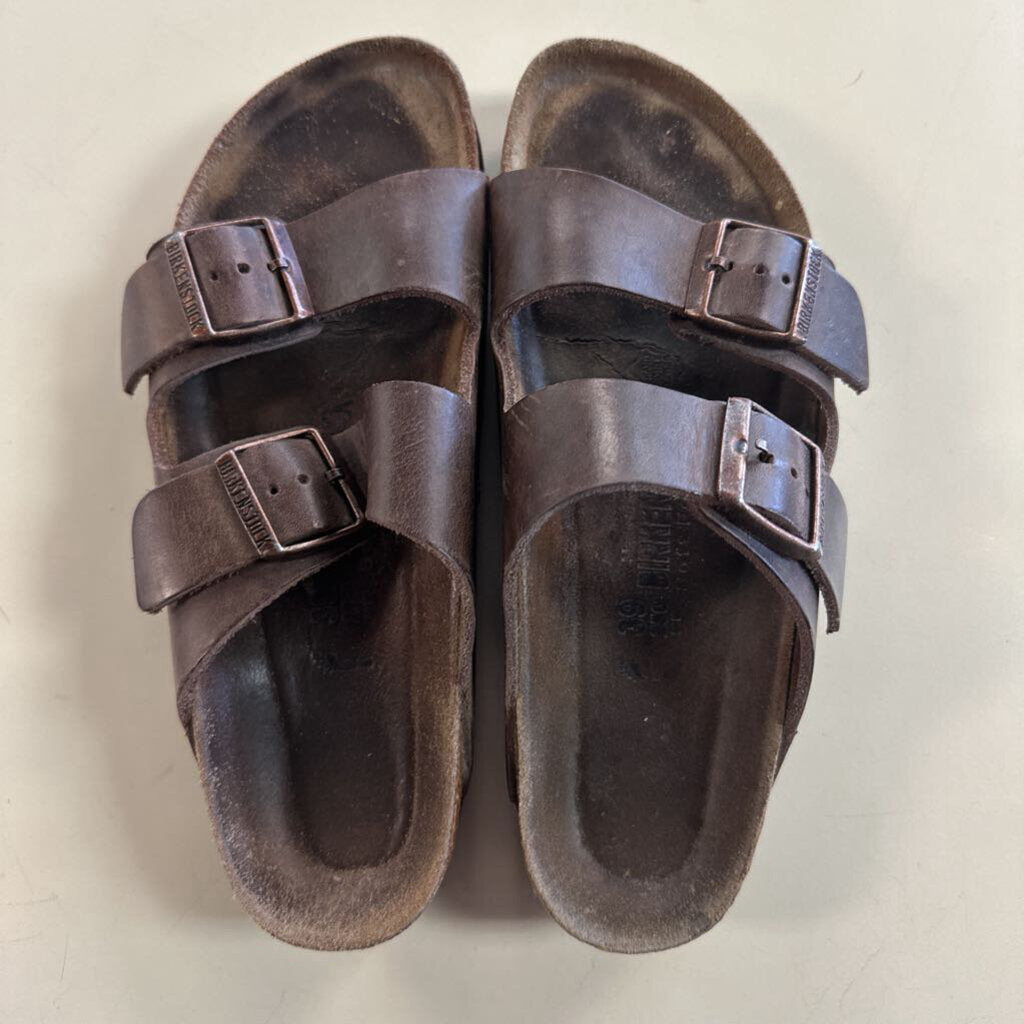Birkenstock Brown Leather Double Strap Arizona Sandals 39