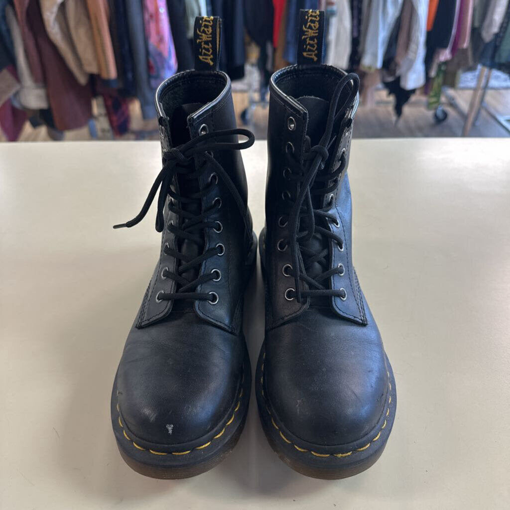Dr. Martens Black Greasy Leather Lace Up Boots 7