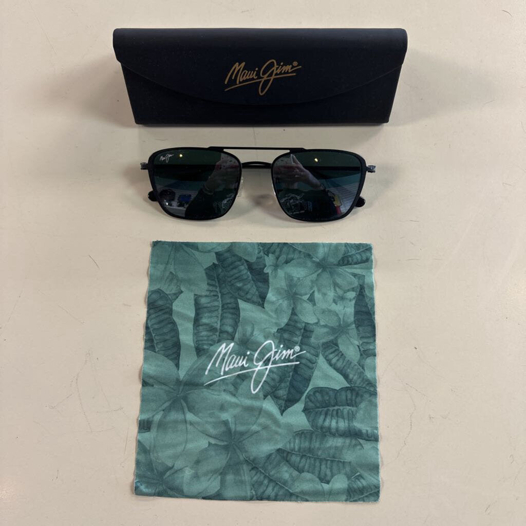 Maui Jim Black Square Aviator Sunglasses