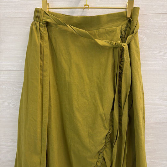 Maeve Green Ruffle Faux Wrap Midi Skirt Small
