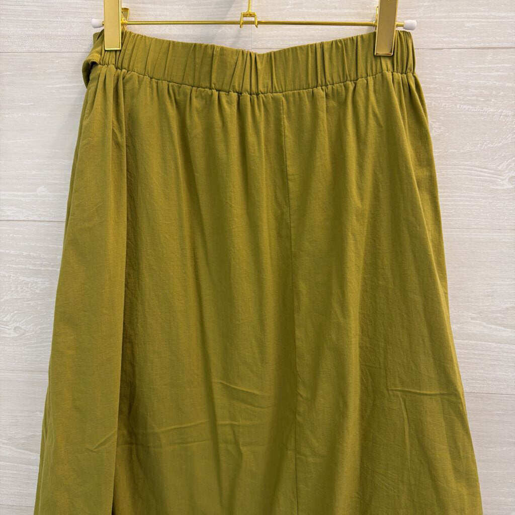 Maeve Green Ruffle Faux Wrap Midi Skirt Small