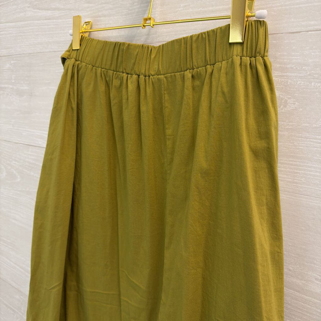 Maeve Green Ruffle Faux Wrap Midi Skirt Small