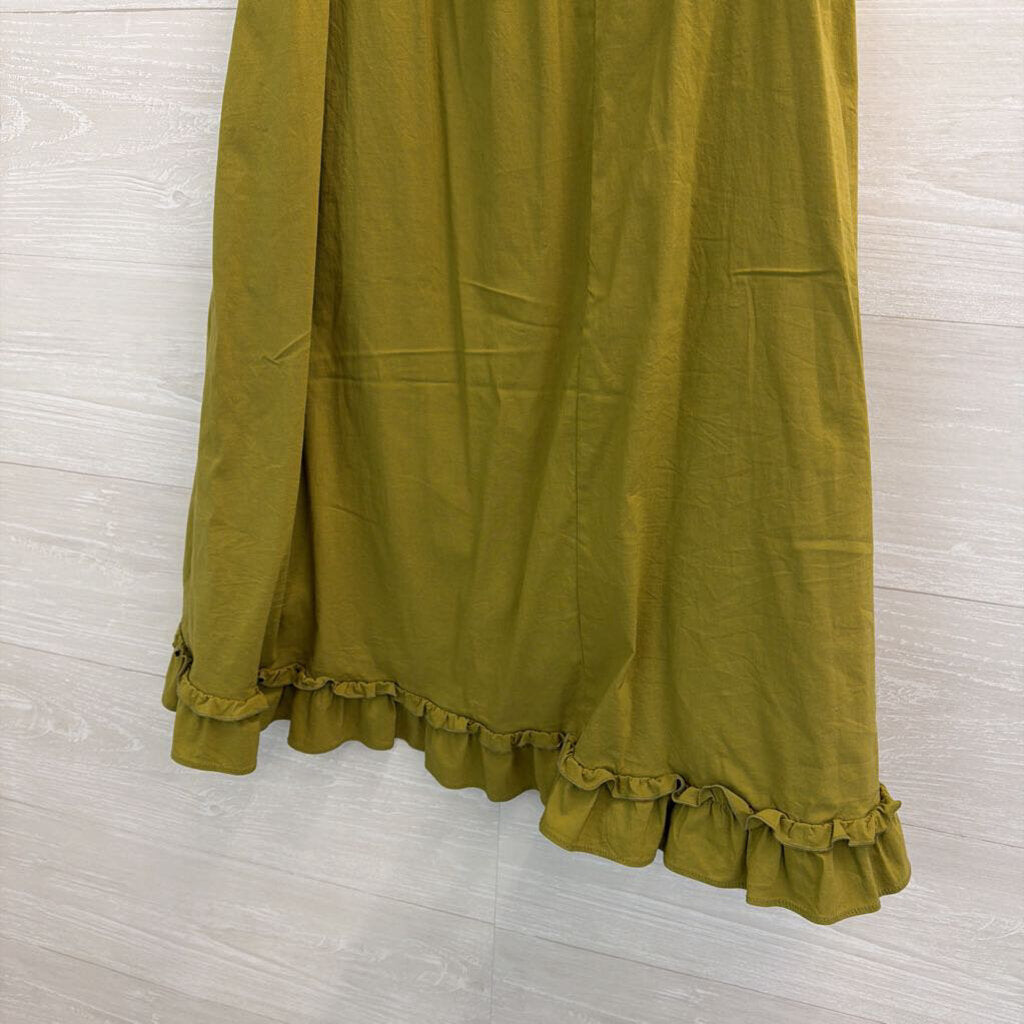 Maeve Green Ruffle Faux Wrap Midi Skirt Small