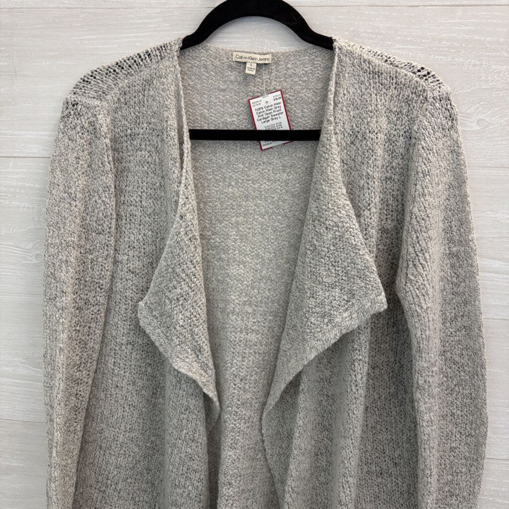 Calvin Klein Grey Knit Open Front Cardigan Sweater Large