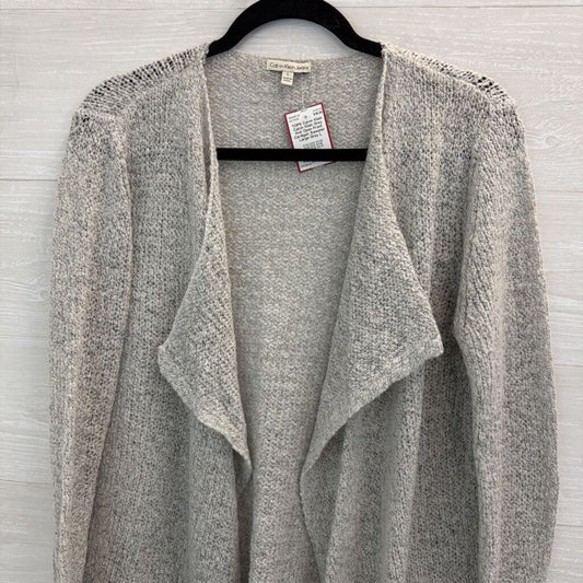 Calvin Klein Grey Knit Open Front Cardigan Sweater Large