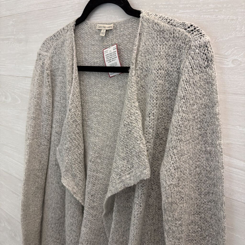 Calvin Klein Grey Knit Open Front Cardigan Sweater Large