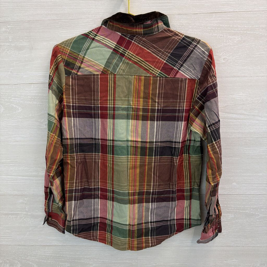 Talbots Brown Plaid Button Down Top Small Petite